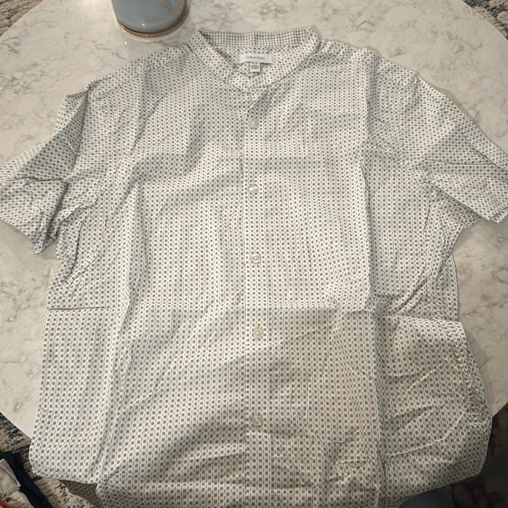 Grey and white Calvin Klein button up